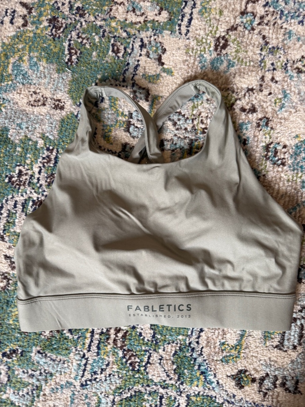 Fabletics High-Neck Sports Bra in Sage Green